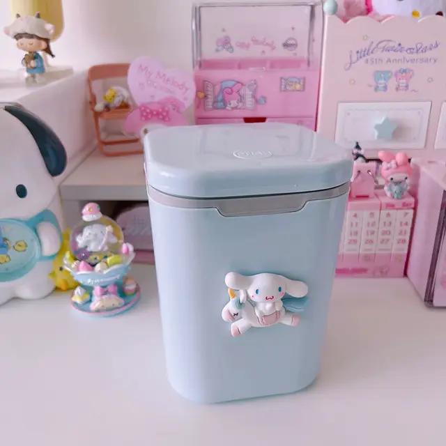 Kawaii Pochacco Cinnamoroll Mini Waste Bins with Cover Desktop Garbage ...