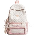 thumbnail image 1 of Kawaii Polka Dot Backpack with Star Pendant, 16.53X11.41X5.51 inch Cute Lightweight Laptop Bookbag With Ears Pendant, Waterproof Multi Pocket Casual Daypack for Travel and Daily Commute, 1 of 5