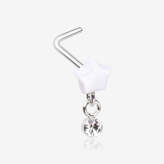 Kawaii Pop Fluffy Star Dangle Sparkle L-Shaped Nose Ring