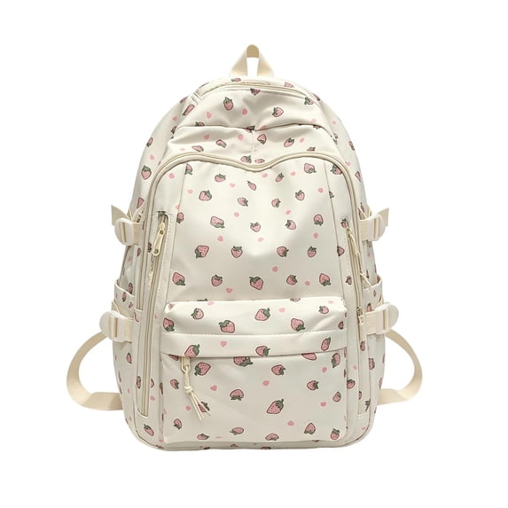 Kawaii Preppy Flower Nylon Backpack, Ergonomic Padded Shoulder Strap Backpack, Multi Floral Pattern Lightweight Daypack for Daily Commute & Shopping