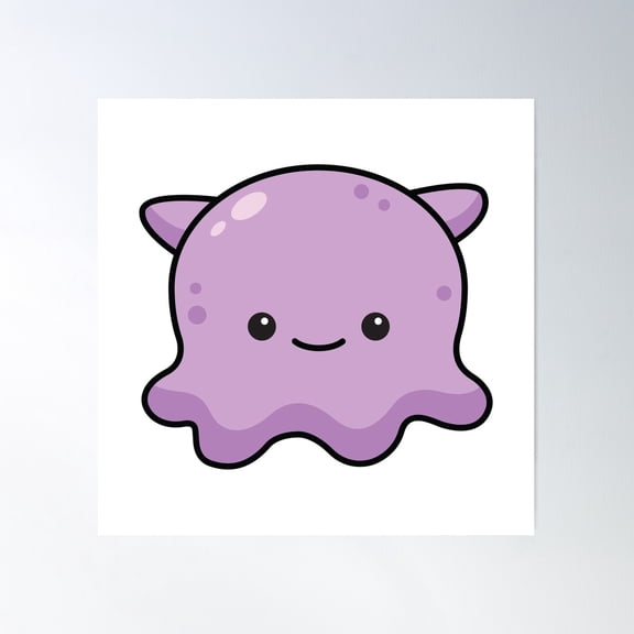 Kawaii Purple Dumbo Octopus Poster Wall Art, Modern Wall Decor For Living Room Bedroom, 30x30 UNFRAMED