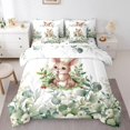 thumbnail image 1 of Kawaii Rabbit Full Comforter Set 7 Pieces Cartoon Bunnies Bedding Comforter Sets, Eucalyptus Leaves Bed in a Bag Jungle Wildlife Animals Bedding Set, Botanical Bed Sheets Set, 1 of 6