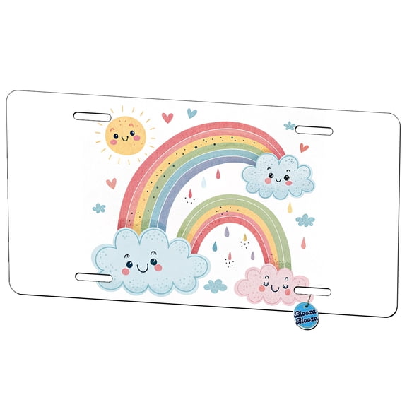 Kawaii Rainbows And Clouds Metal Novelty License Plate