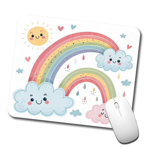 Kawaii Rainbows And Clouds Mouse Pad Low Profile Gaming Mat