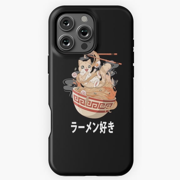 Kawaii Ramen Cat Japanese Anime Phone Case for iPhone 16 15 14 13 12 11 Pro Max