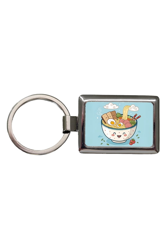 Kawaii Ramen Noodles Metal Rectangle Keychain