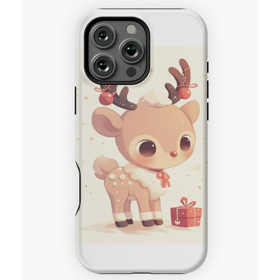 Kawaii Reindeer Christmas Holiday Cute Phone Case for iPhone 16 15 14 13 12 11 Pro Max Unique Design Phone M97