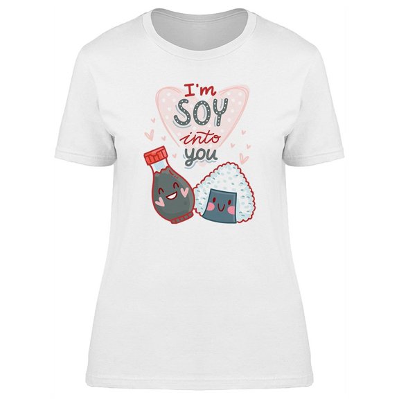 Kawaii Rice And Soy Smile Funny T-Shirt Women -Image by Shutterstock, Female Medium