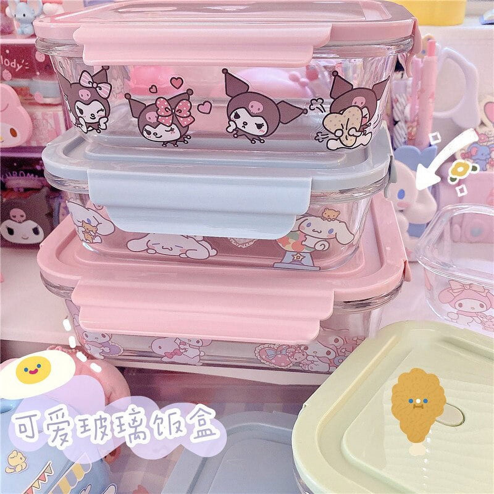 Kawaii Sanrio Accessories Kuromi My Melody Cinnamonroll Lunch Box Cute Student Lunch Box With