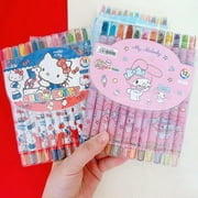 Kawaii Sanrio Anime Kuromi Hello Kitty Rotation Drawing Pen My Melody Cute Cartoon 12 Colors Crayon Gift for Kids