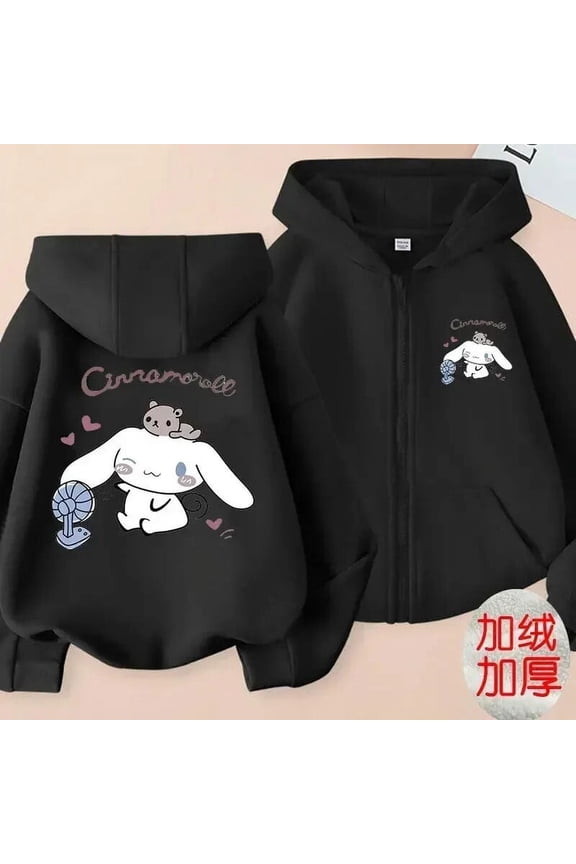 Kawaii Sanrio Cartoon Hoodie My Melody Autumn Winter Keep Warm Jacket Fit Adult Child Parent-Child Clothing Coat Girl Gift