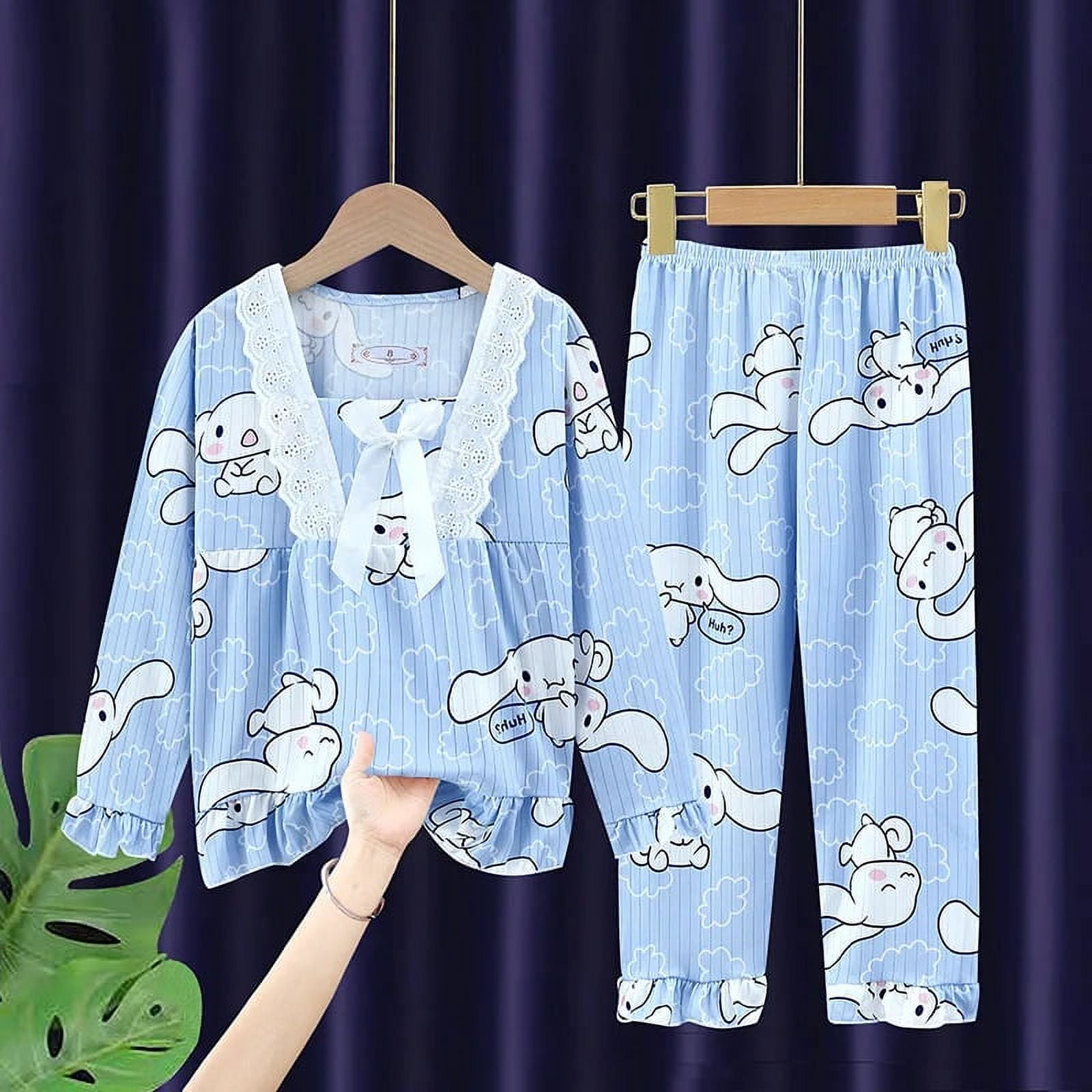 Kawaii Sanrio Children Kuromi Pajamas Set Anime Hello Kitty Melody
