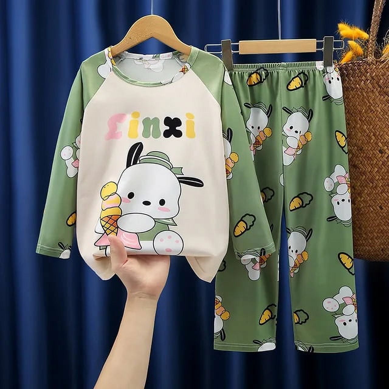 Kawaii Sanrio Cinnamoroll Children Pajamas Suit Hello Kitty Sleepwear ...