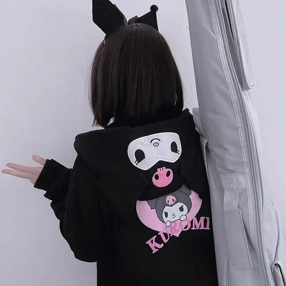 Kawaii Sanrio Cinnamoroll Plaid Sweater Cartoon My Melody Kuromi Pompom Purin Girl Cardigan Loose Top Coat Knitted Sweater Gift