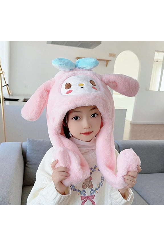 Kawaii Sanrio Cinnamoroll Plush Hat Ears Move Cap Cute Sweet Student Winter Warm Hat Girls Birthday Gift Toy
