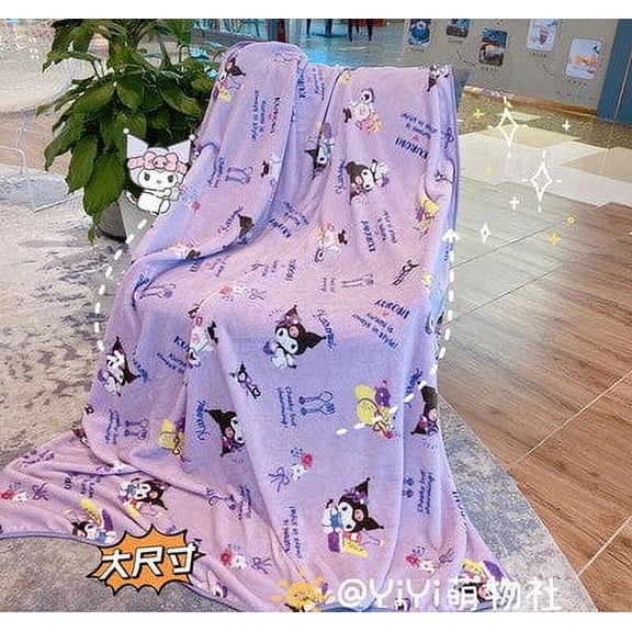 Kawaii Sanrio Coral Wool Blanket Kuromi Hello Kitty Office Lunch Break Single Thickened Heating Bedsheet Anime Series Girl Gift