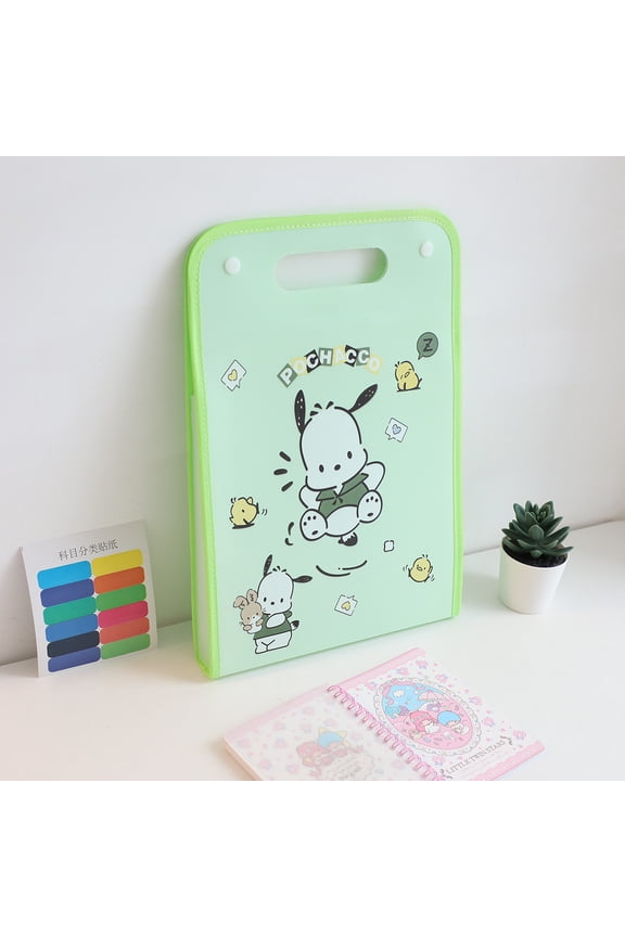 Kawaii Sanrio Folder Hello Kittys Cinnamoroll Kuromi Cartoon Anime Portable Organ Bag A4 Large Capacity Test Paper Storage Bag