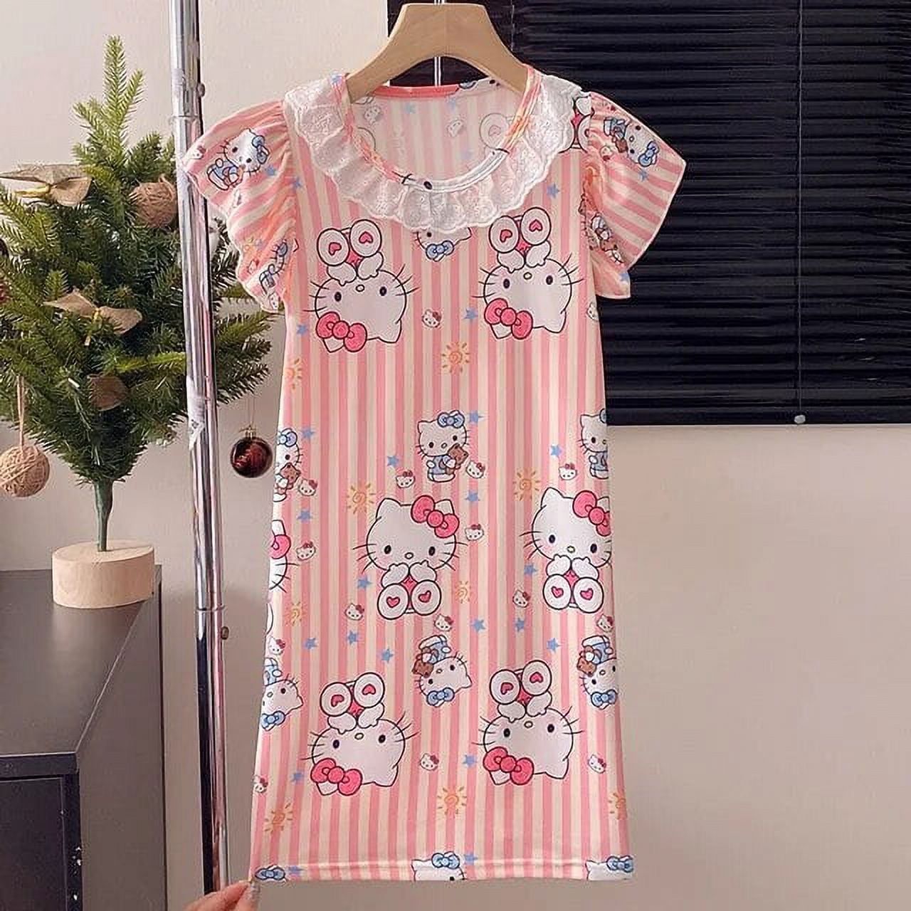 Kawaii Sanrio Girls Kuromi Nightgown Cinnamoroll Pajamas Hello Kitty ...