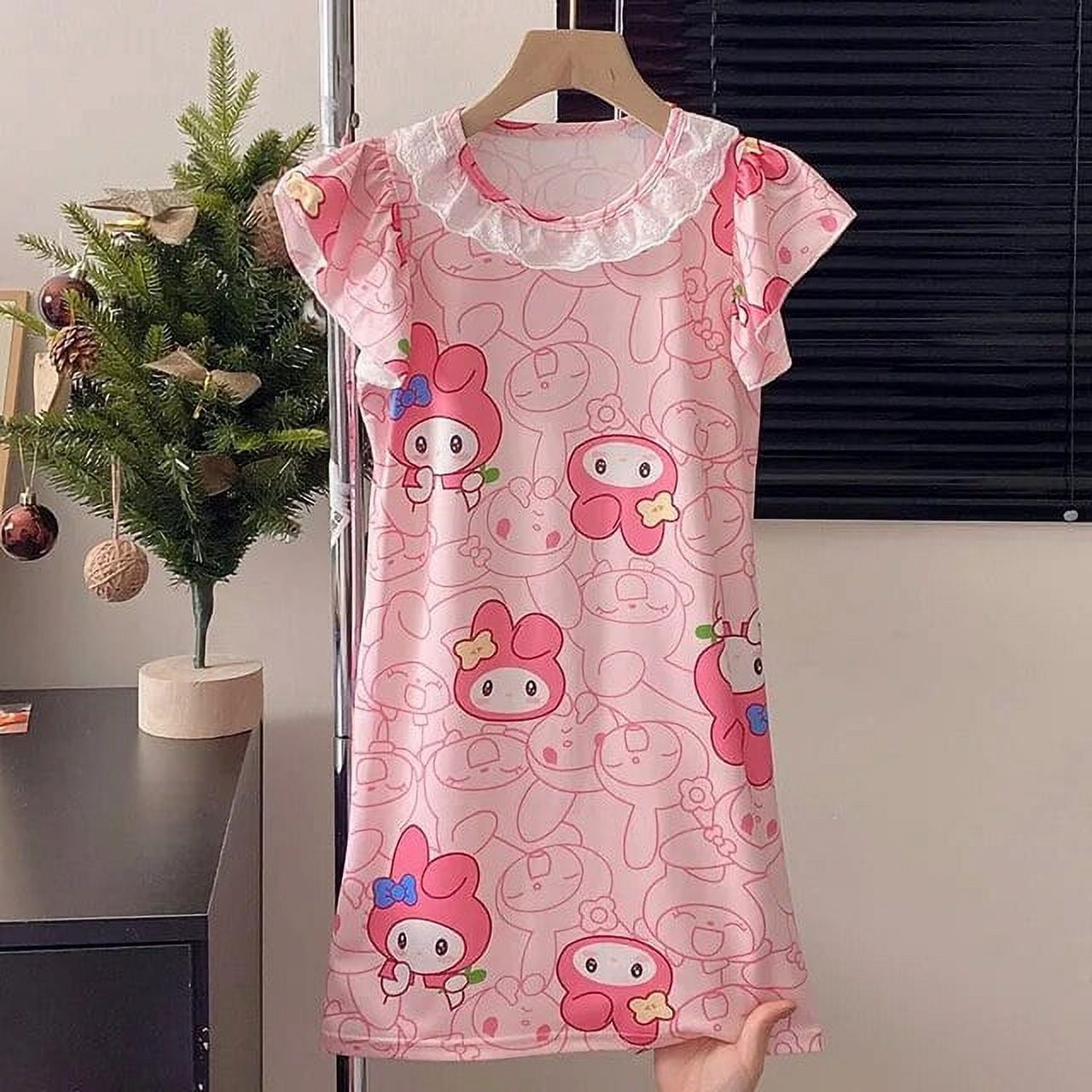 Kawaii Sanrio Girls Kuromi Nightgown Cinnamoroll Pajamas Hello Kitty ...