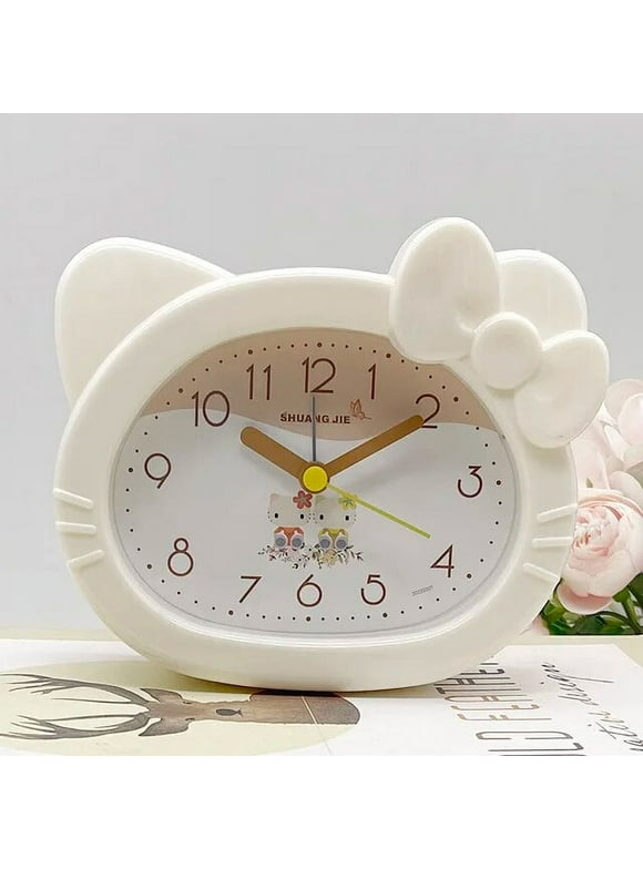 Kawaii Sanrio Hello Kitty Anime Cartoon Cute Alarm Clock Girl Child Alarm Clock Student Bedroom Living Silent Illuminated Clock