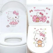 Kawaii Sanrio Hello Kitty Anime Cartoon Toilet Waterproof Toilet Cover Decorative Sticker Bathroom Decorative Wall Sticker