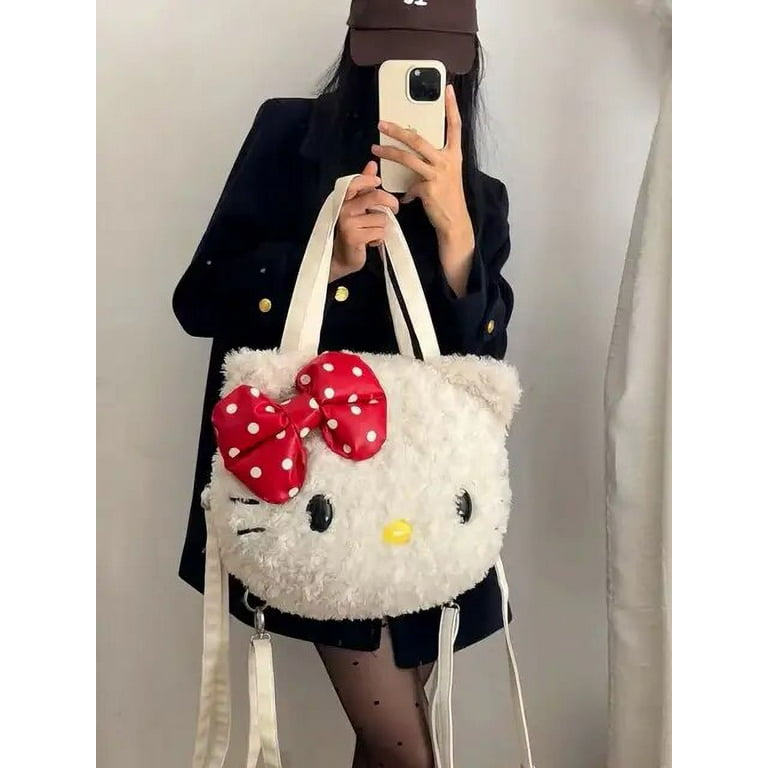 HONGLI Kawaii Sanrio Hello Kitty Autumn and Winter Cartoon Animation Plush Bag Shoulder Tote Bag Student Fashion Backpack Gift Women s Size none