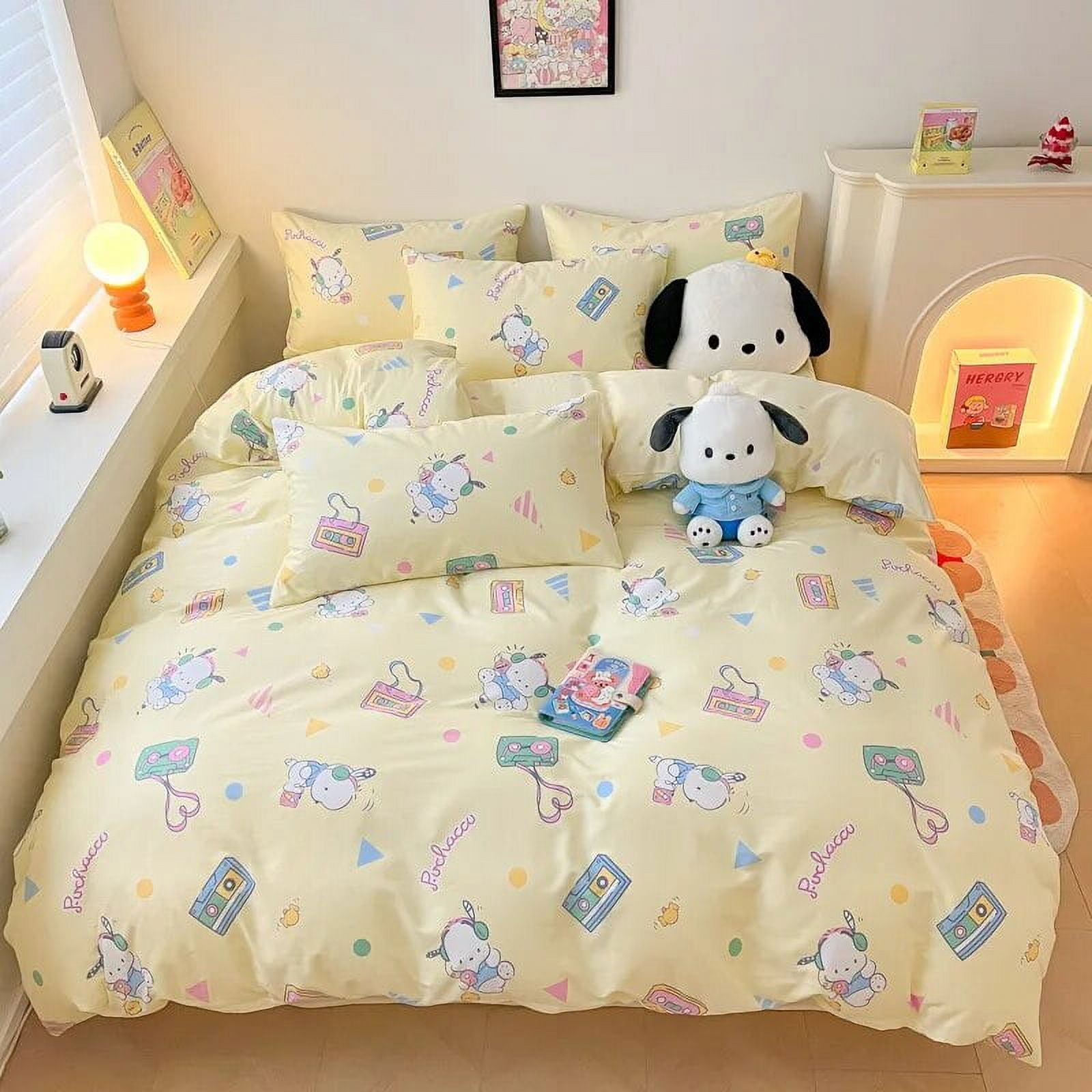 Kawaii Sanrio Hello Kitty Bedding Set Quilt Cinnamoroll Kuromi Duvet ...