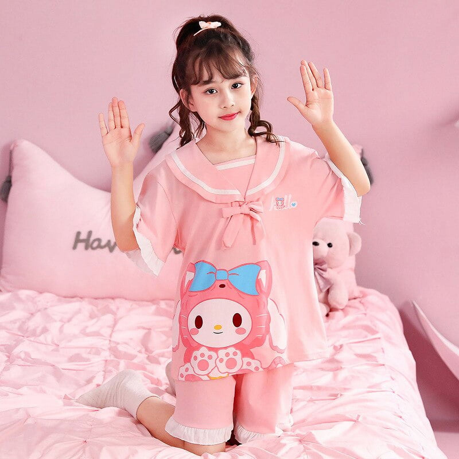Kawaii Sanrio Hello Kitty Cinnamoroll Children's Cotton Pajamas Anime