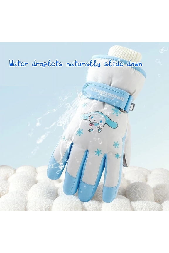 Kawaii Sanrio Hello Kitty Cinnamoroll My Melody Children Kid Ski Gloves High Quality Winter Thicken Warm Gloves Windproof Gloves