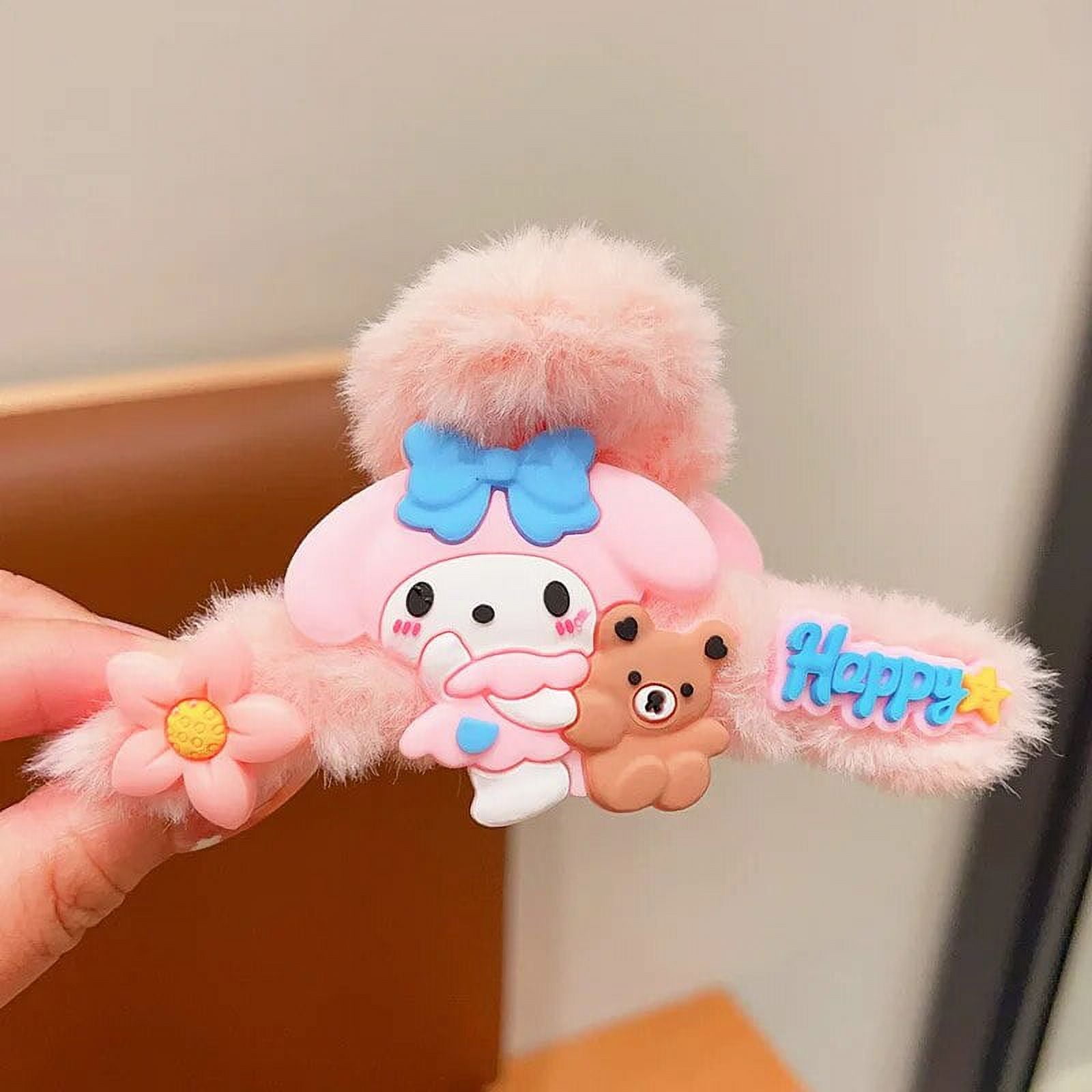 Kawaii Sanrio Hello Kitty Cinnamoroll My Melody Plush Hairpin Shark Clip  Plush Women Hair Accessories Cartoon Anime Hair Clips 