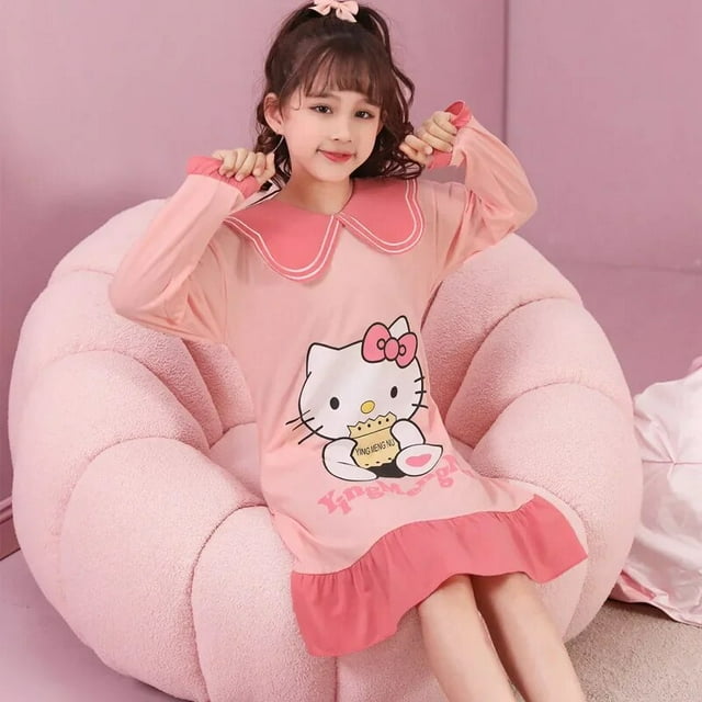 Kawaii Sanrio Hello Kitty Girl Nightgown My Melody Kuromi Cinnamoroll ...