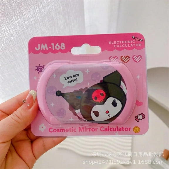 Kawaii Sanrio Hello Kitty My Melody Kuromi Cinnamoroll Portable Calculator Mini Periphery Calculator Creative Flip Cap Mirror