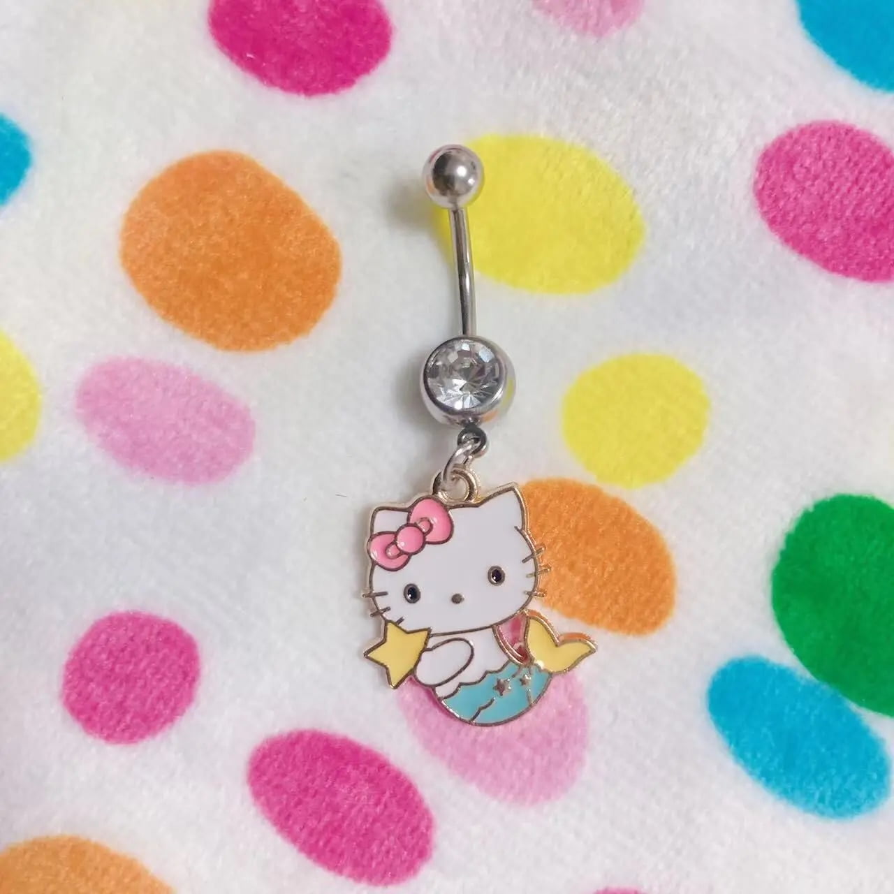 Kawaii Sanrio Hello Kitty Navel Nail Belly Button Ring Female New