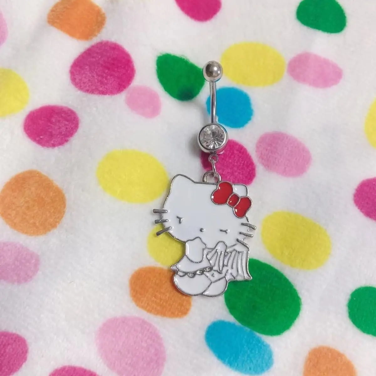 Kawaii Sanrio Hello Kitty Navel Nail Belly Button Ring Female New
