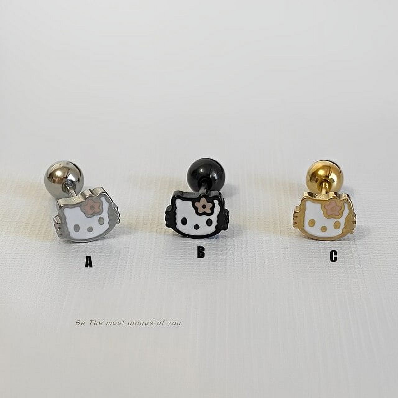 Kawaii Sanrio Hello Kitty Titanium Steel Needle Earrings Anime Cartoon