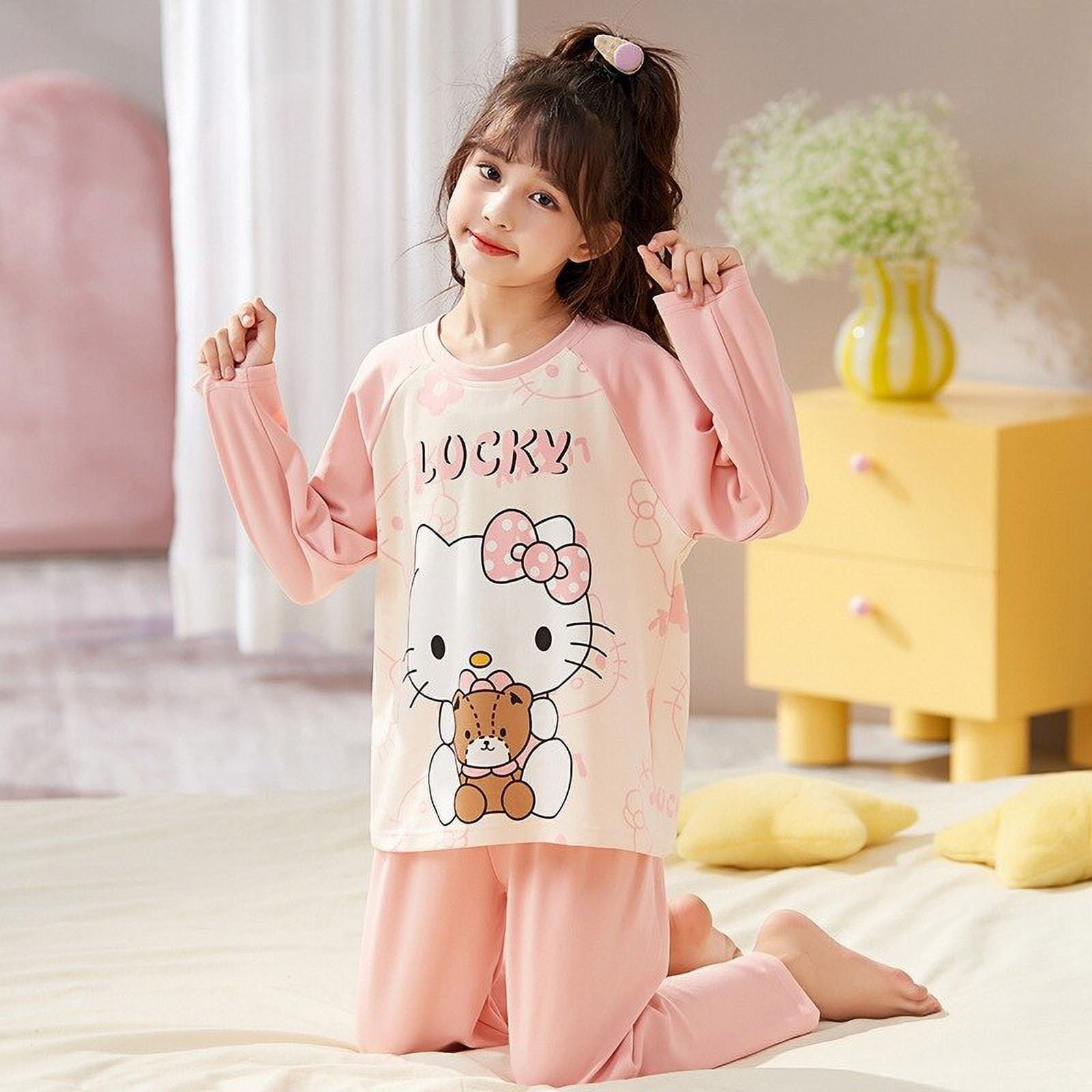 Kawaii Sanrio Hello Kitty Y2k Long Sleeve Pajamas Anime Cinnamoroll My ...