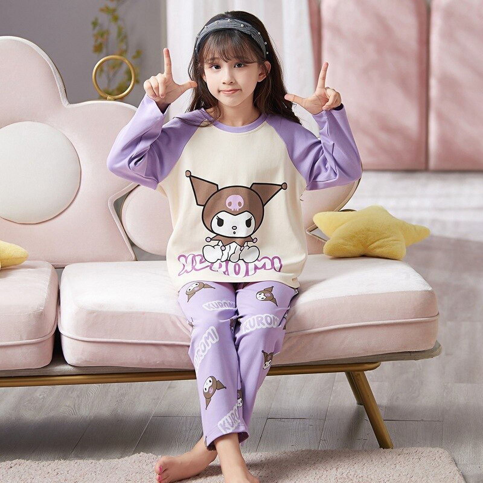 Kawaii Sanrio Hello Kitty Y2k Long Sleeve Pajamas Anime Cinnamoroll My 