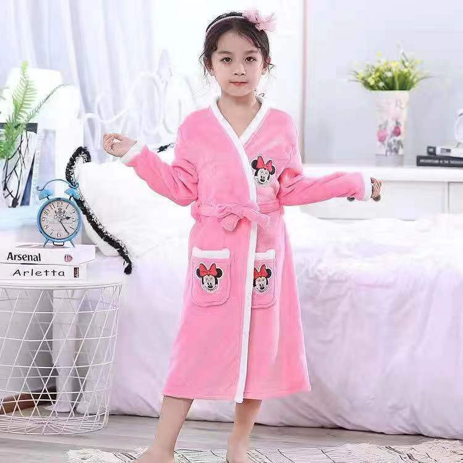 Kawaii Sanrio Hellokitty Bathrobes Winter Warm Robes Nightgown Thick Bathrobe Female Coral