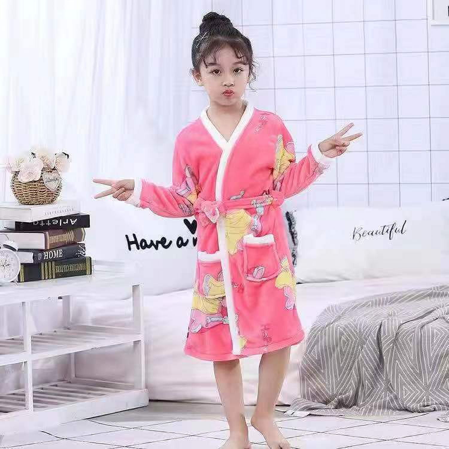 Kawaii Sanrio Hellokitty Bathrobes Winter Warm Robes Nightgown Thick Bathrobe Female Coral