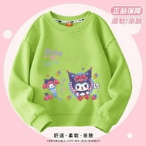 Kawaii Sanrio Kuromi Cartoon Children Round Neck Sweater Comfortable Casual Anime Spring Autumn Season Pure Cotton Girl Sweater