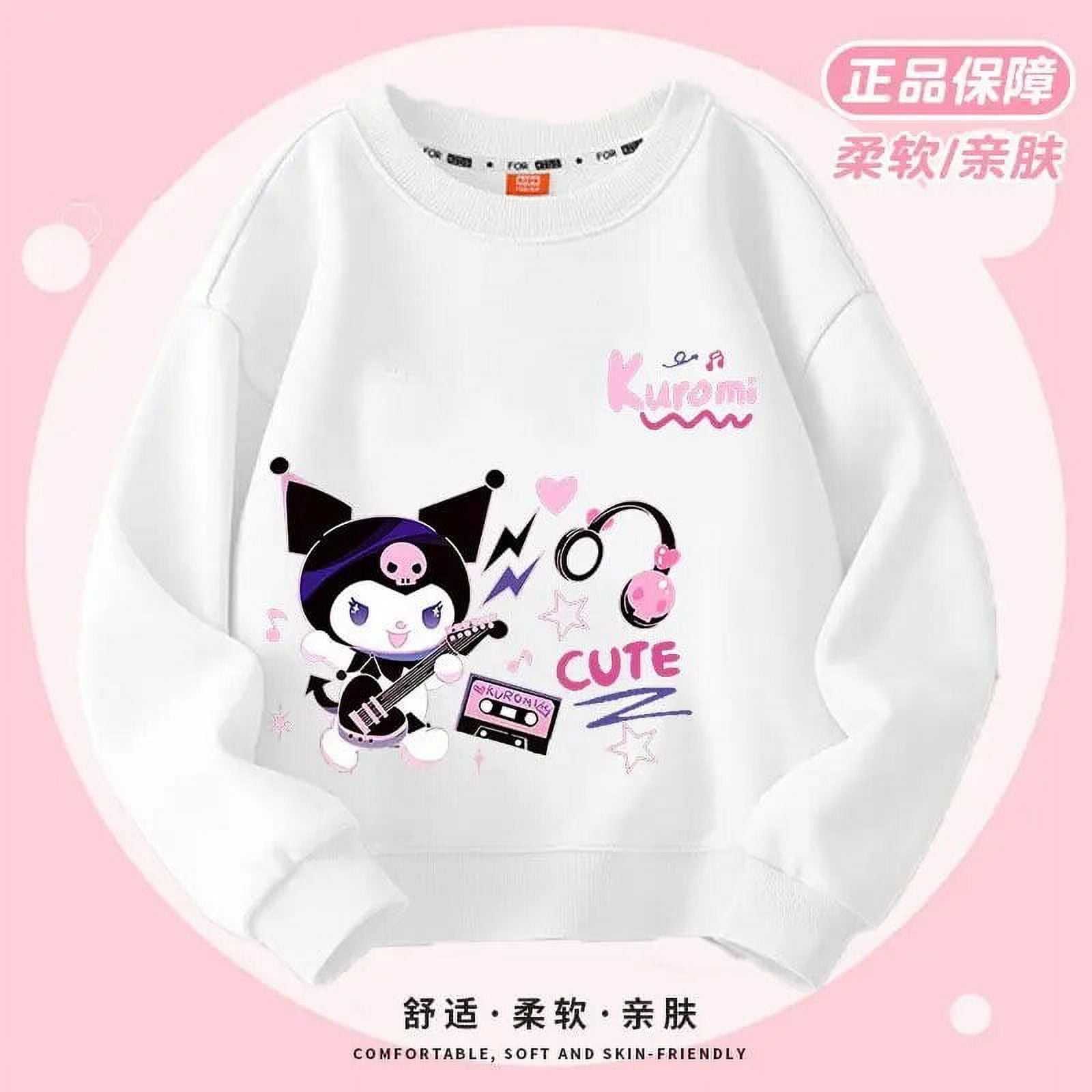 Kawaii Sanrio Kuromi Cartoon Children Round Neck Sweater