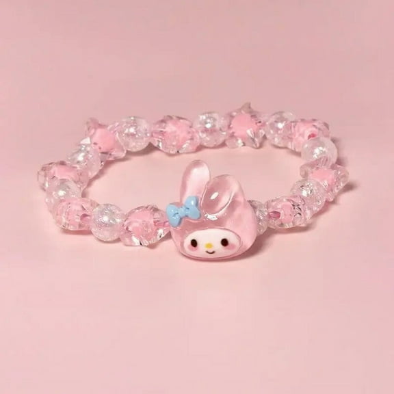 Kawaii Sanrio Kuromi Cinnamoroll MyMelody Bracelet Super Fairy Sweet Couple Crystal Bracelet Beaded Hand Rope Head Rope Girl Toy