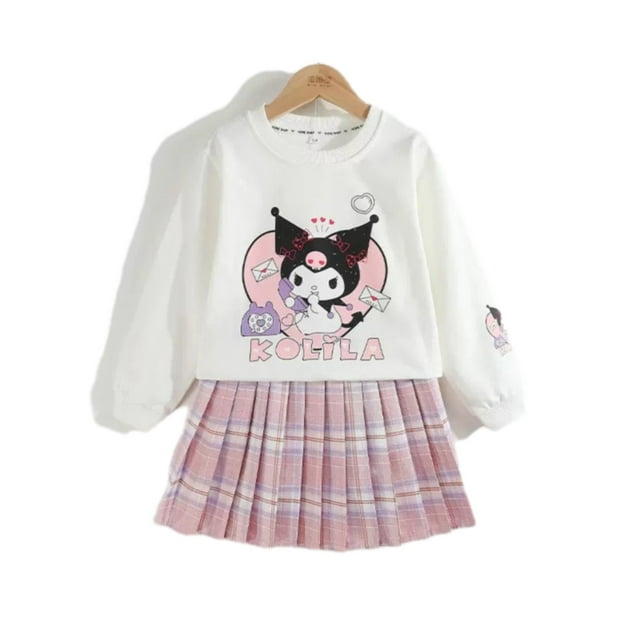 Kawaii Sanrio Kuromi Cute Girl Jk Tops Shirt Pleated Skirt Set Shirt ...