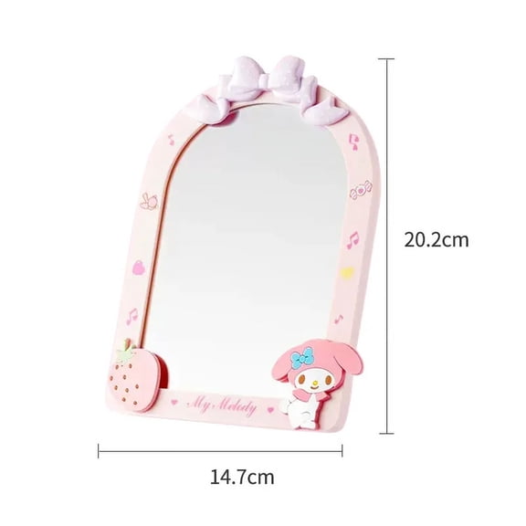 Kawaii Sanrio Kuromi Makeup Mirror My Melody Cinnamoroll Cute Bowknot Desktop Girl Beauty Mirror Student Cartoon Makeup Mirror