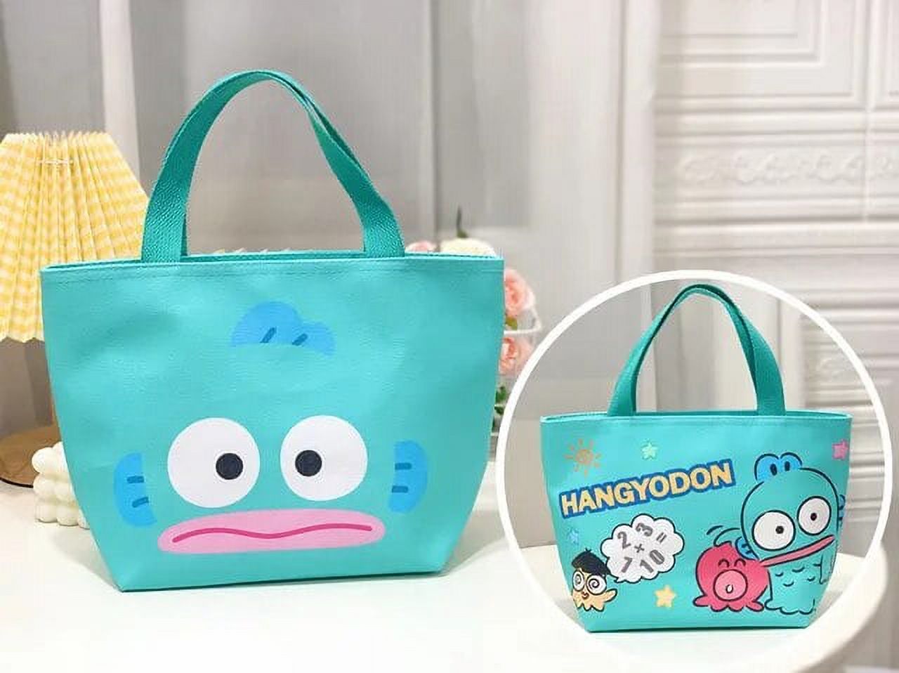 Kawaii Sanrio Lunch Bag Keroppi Hello Kitty Melody Cartoon Cute Insulation Pu Leather Lunch Box