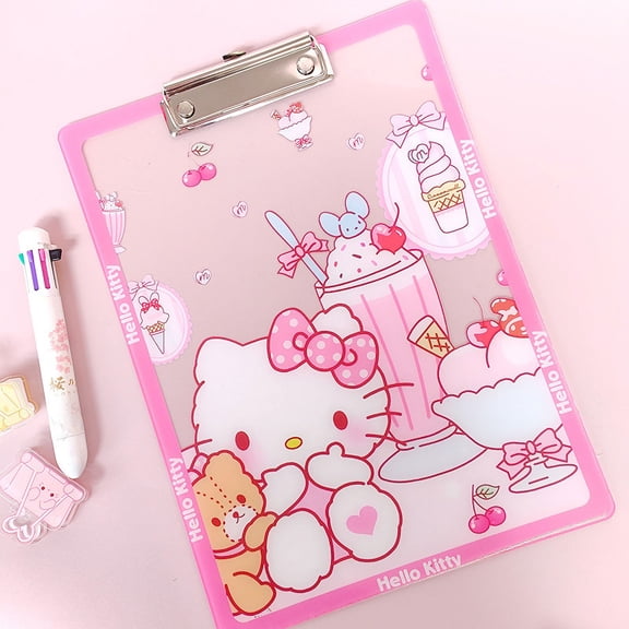Kawaii Sanrio My Melody Hello Kitty Cartoon File Folder Clipboard Transparent Acrylic Writing Board Stationary Gift