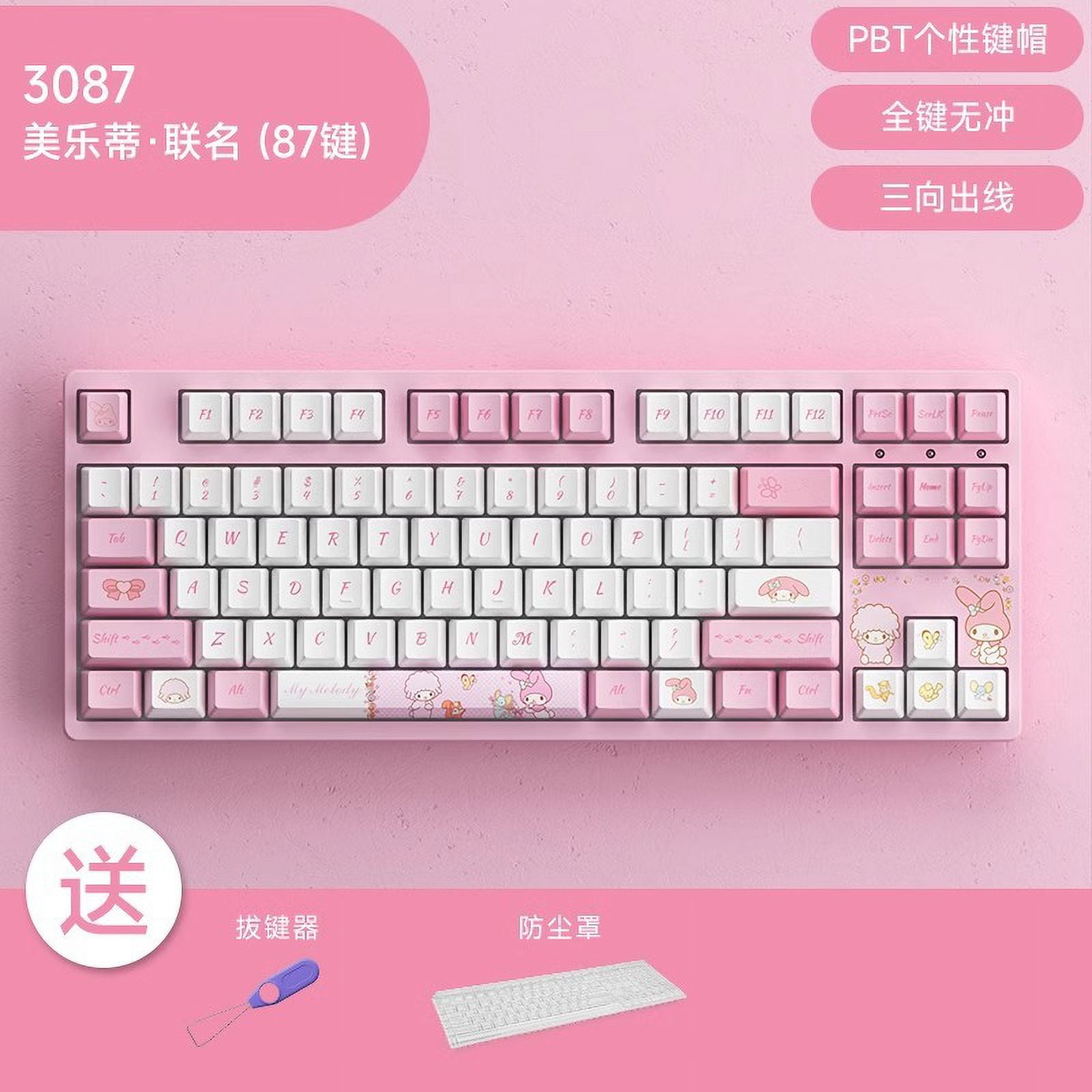Kawaii Sanrio My Melody Mechanical Keyboard Pbt Keycap Anime Peripheral