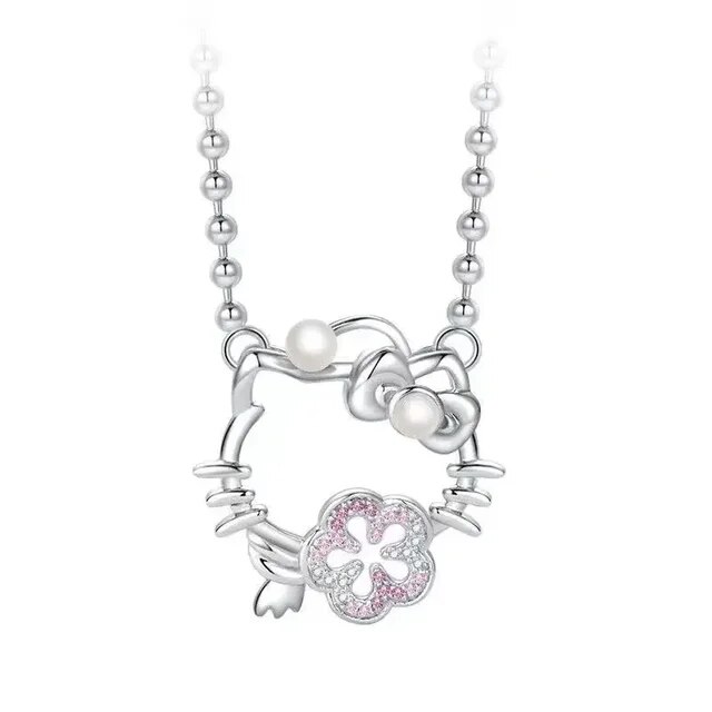 Kawaii Sanrio Necklace Hello Kitty Cute Cartoon Clavicle Chain Diamond