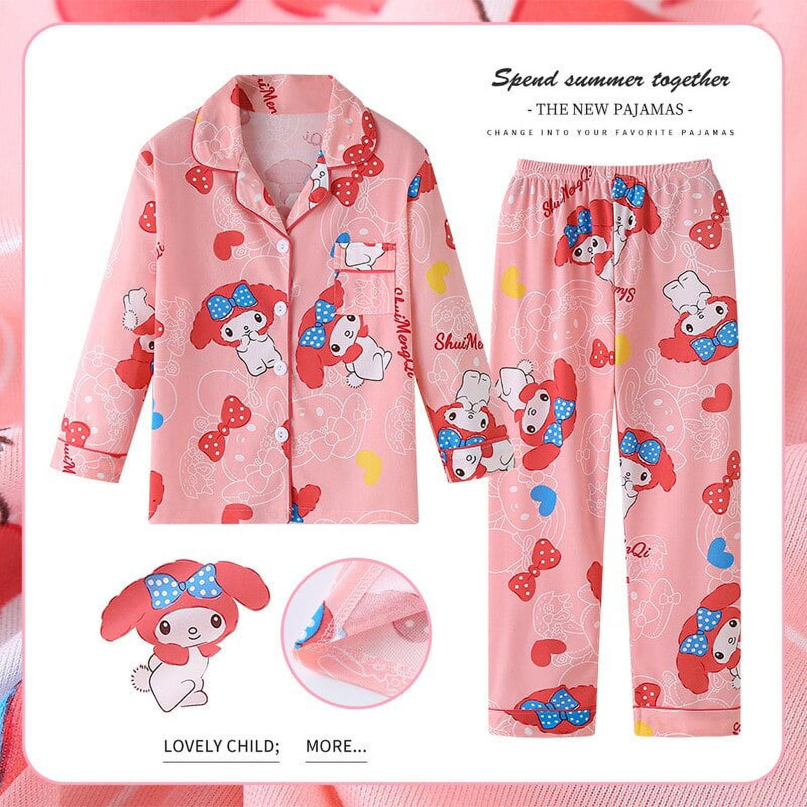 Kawaii Sanrio Pajamas Pants Hello Kitty Kuromi Long Sleeve Roll Clothes ...