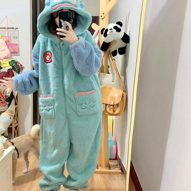 Sanrio Hangyodon Plush Sleepwear Set Kawaii Cosplay Home Suit Winter Warm  Long Sleeved Pajamas Set Anime Cartoon Set Girl Gift